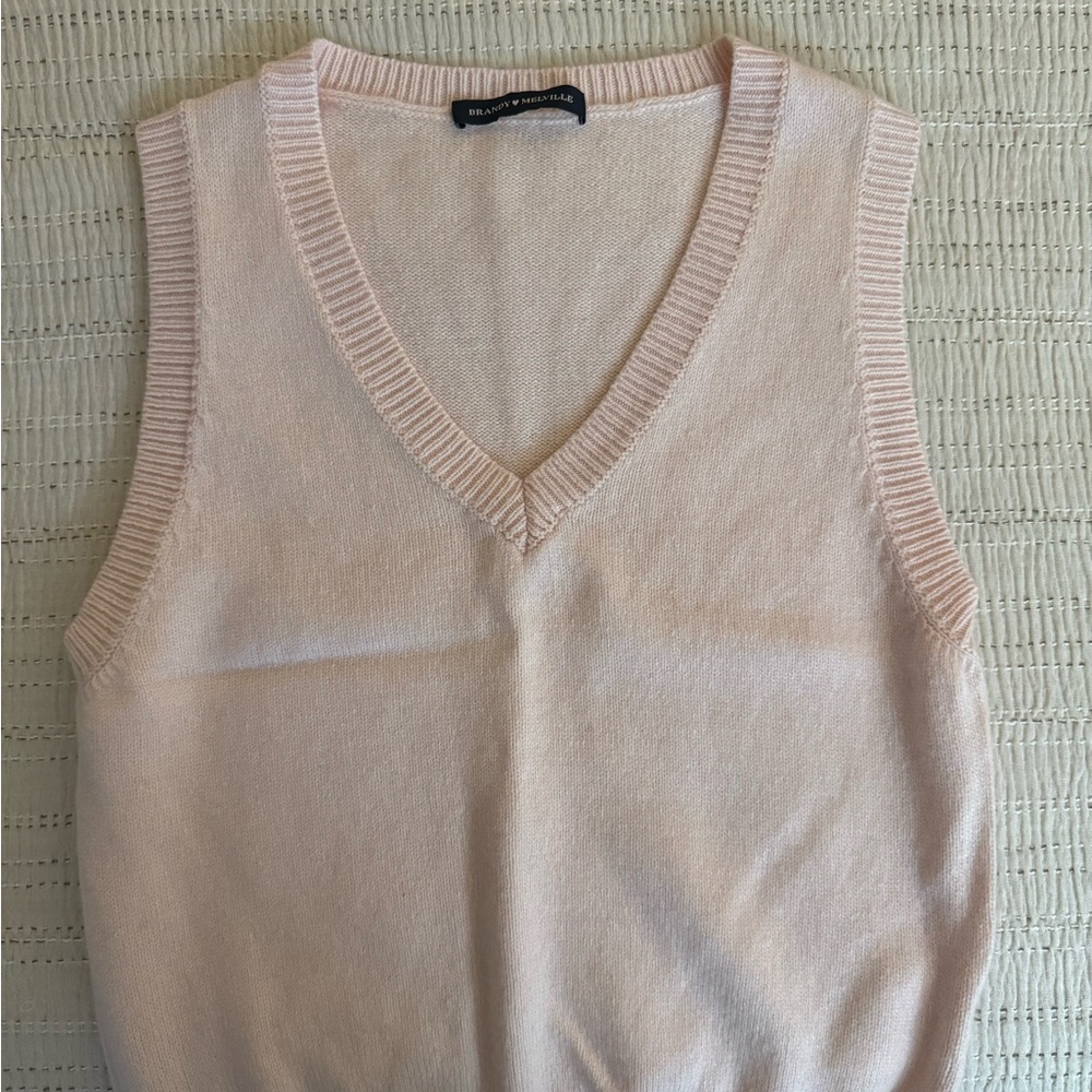 Brandy Melville Light Pink V-Neck Sweater Vest